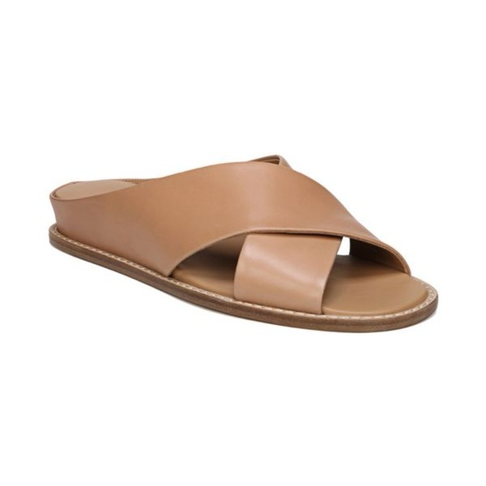 Vince Fairley Crisscross Leather Mules in saddle brown size 8